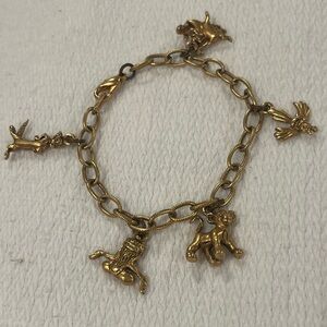 Vintage Disney The Lion King 5 charm bracelet Simba Timon Pumba